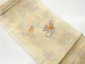 引箔菊に松藤模様織出し名古屋帯